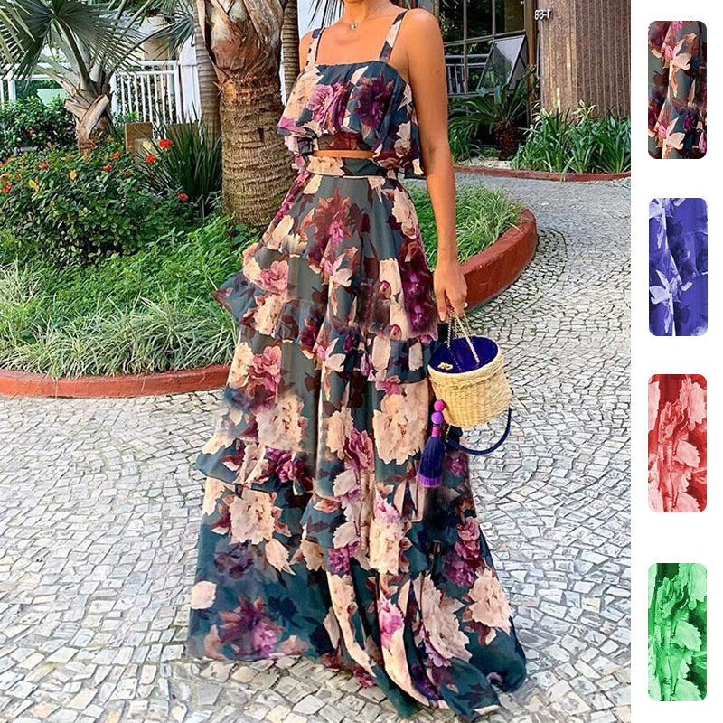 Summer Clothing Model - طقم نسائي من قطعتين: توب قصير
