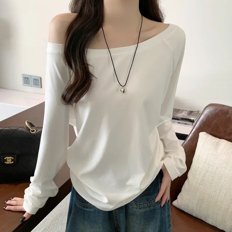Summer Clothing For Teens - تي شيرت نسائي بأكمام طويلة وكتف