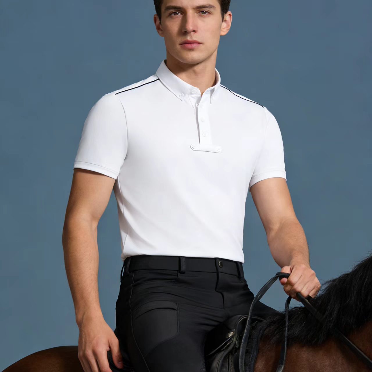 Summer Equestrian Clothing - قميص بولو رجالي محبوك للفروسية، ملابس