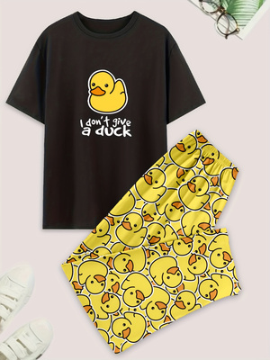 Summer Duck Clothing - طقم بيجامة رجالي غير رسمي، تي