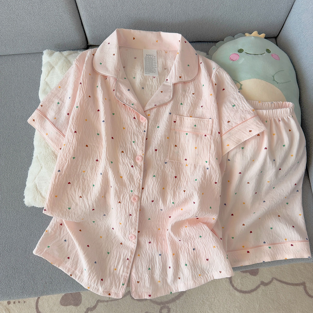 Summer Clothing Cheap - طقم بيجامة نسائية من القطن بنقشة