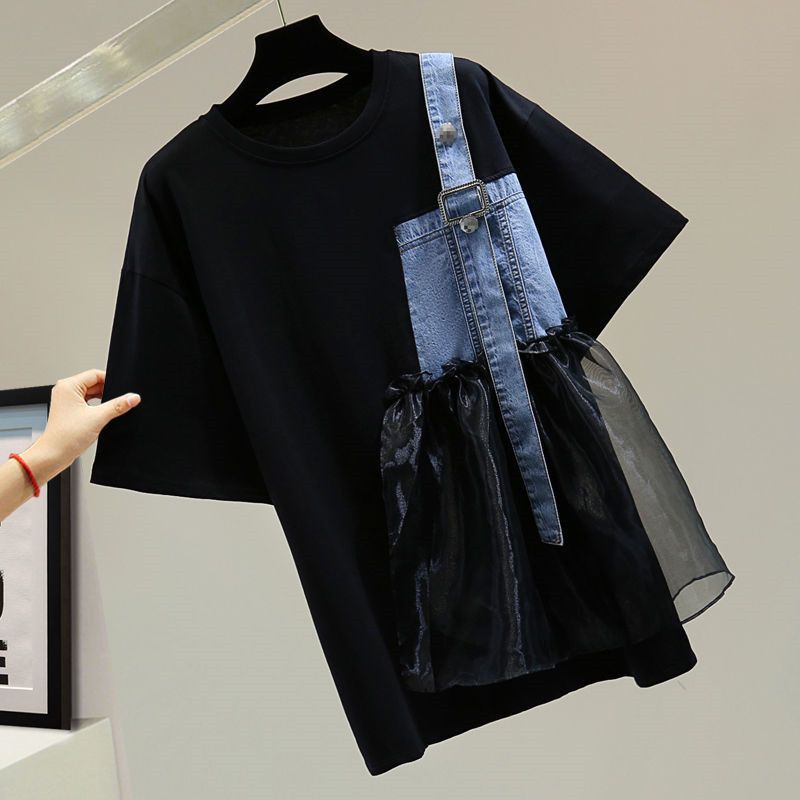 Summer Gauze Clothing - بلوفرات نسائية بأكمام قصيرة غير متماثلة