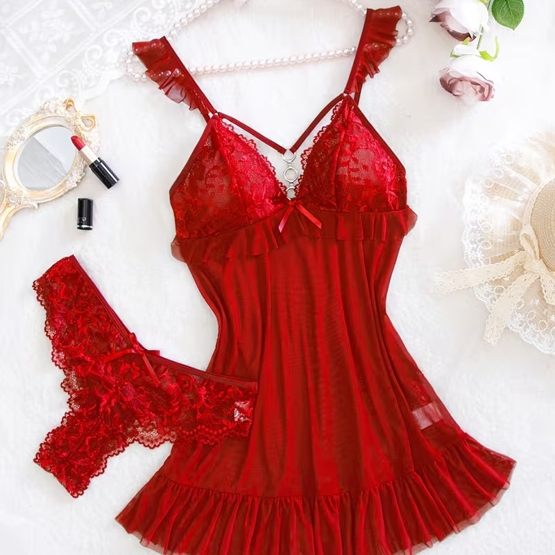 Summer Nights Clothing - طقم لانجري نسائي أحمر مثير جديد