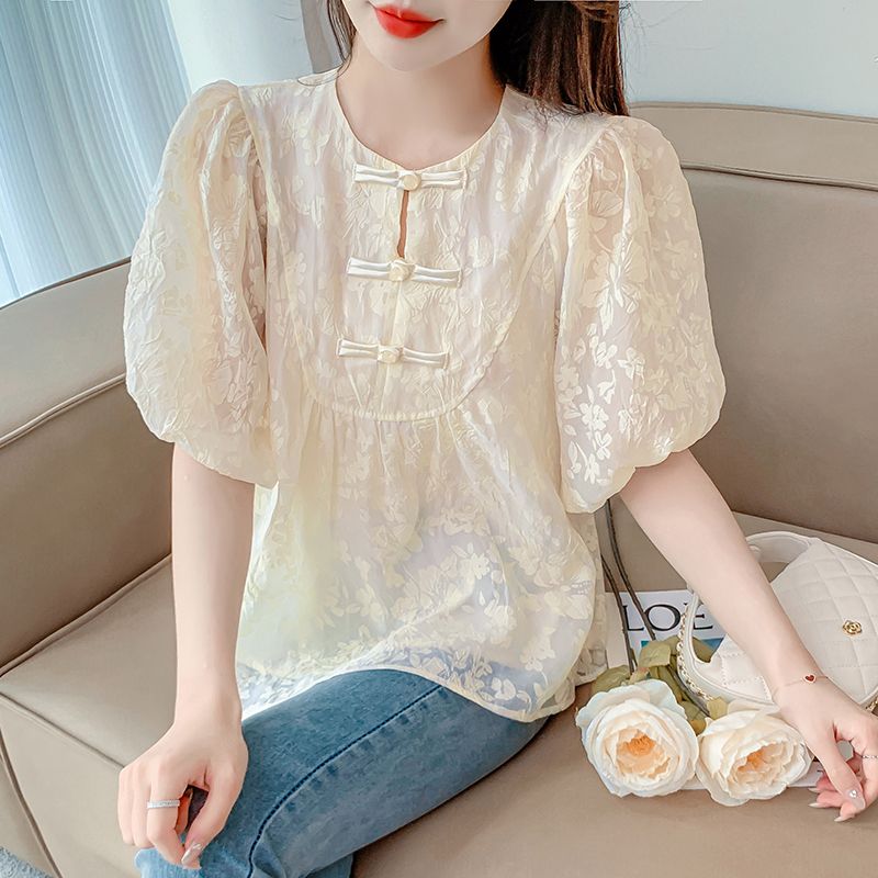 Summer Gauze Clothing - تي شيرت نسائي بأكمام قصيرة وفانوس