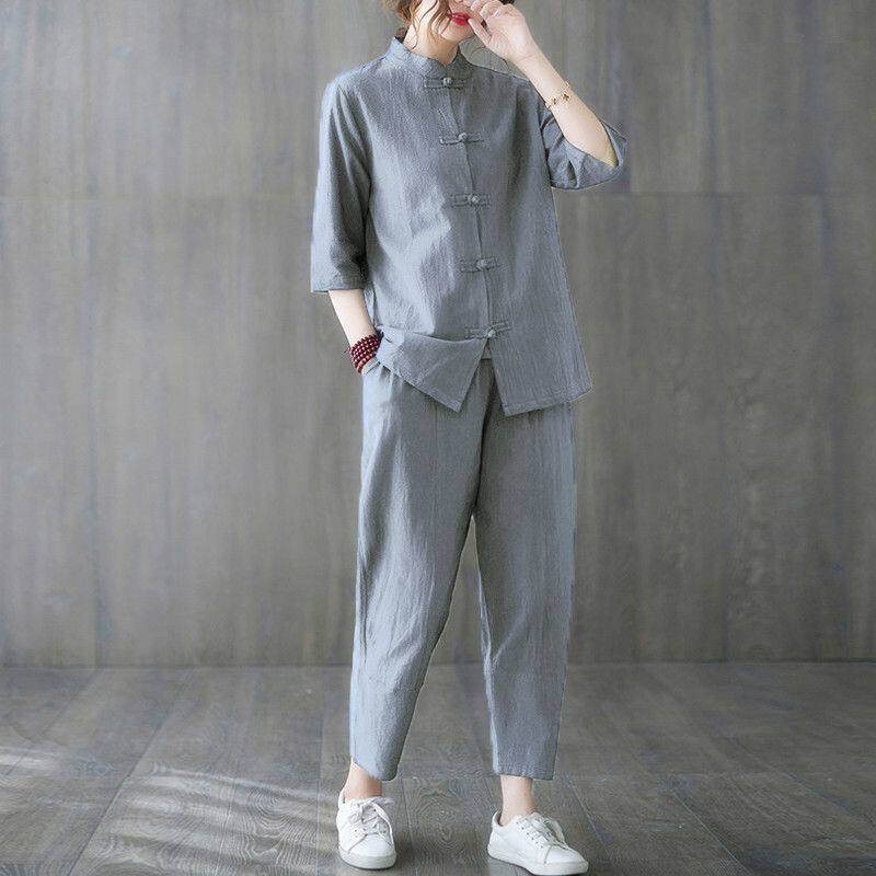 Summer Linen Clothing For Women - قطعتان من ملابس البوذية النسائية 2026،