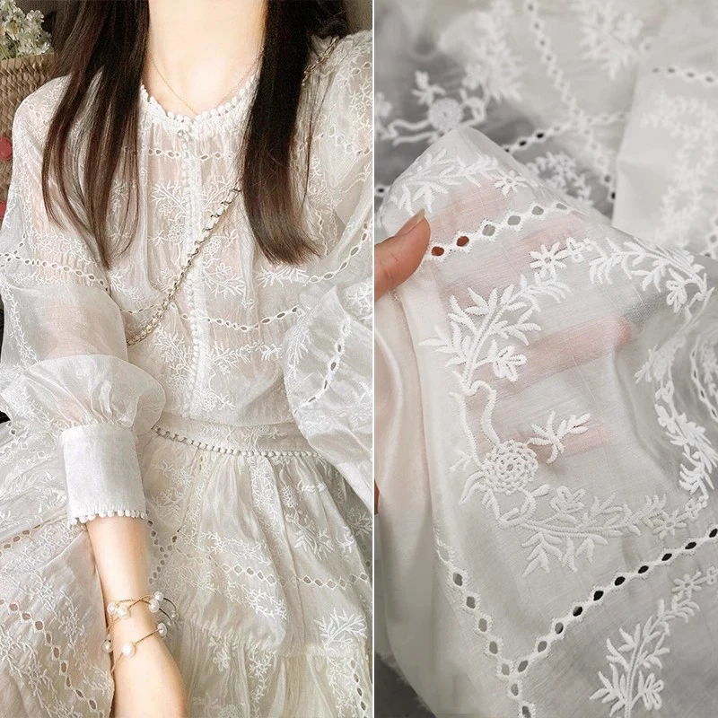 Summer Gauze Clothing - قماش زهرة مطرز أجوف ، فستان