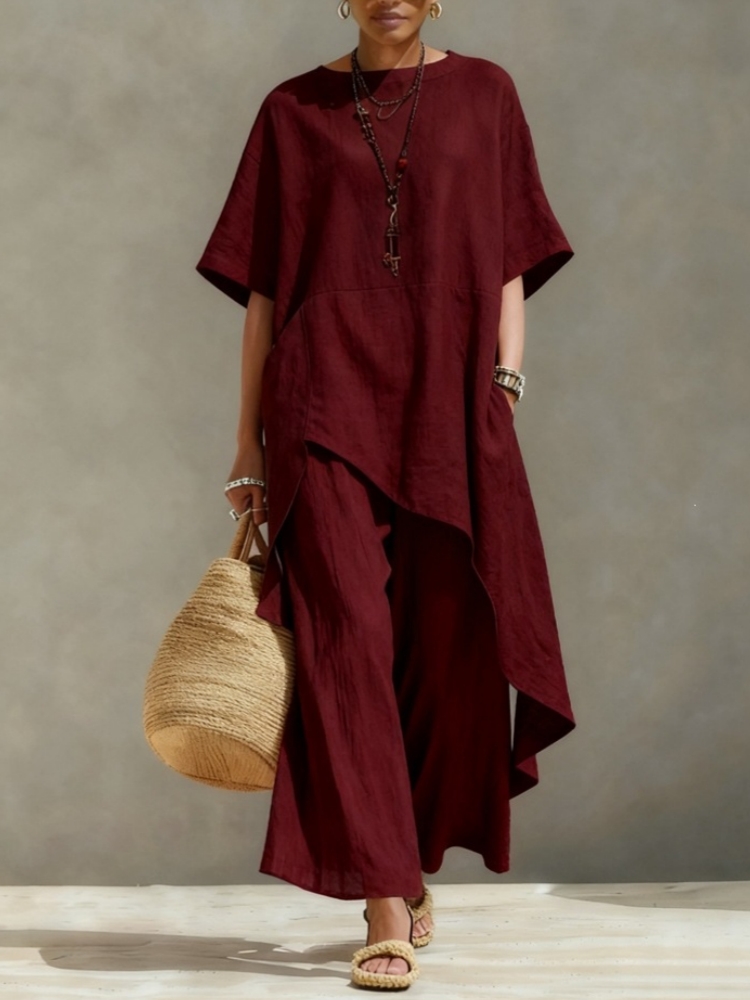 طقم نسائي من قطعتين من القطن و - مراجعة Summer Linen Clothing For Women وسعره