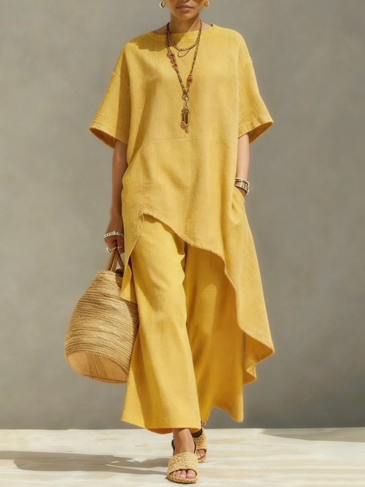 طقم نسائي من قطعتين من القطن و - مراجعة Summer Linen Clothing For Women وسعره