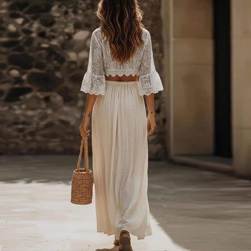 طقم نسائي بوهيمي من قطعتين من  - مراجعة Summer Vacation Clothing Women وسعره