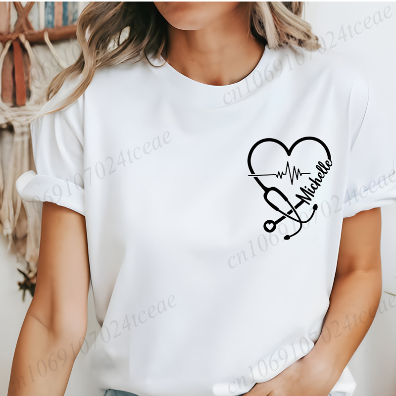 قميص مخصص للممرضات، تي شيرت جد - مراجعة Summer Clothing Name وسعره