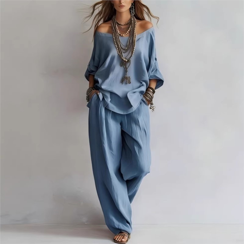 طقم نسائي صيفي جديد من قطعتين  - مراجعة Summer Linen Clothing For Women وسعره