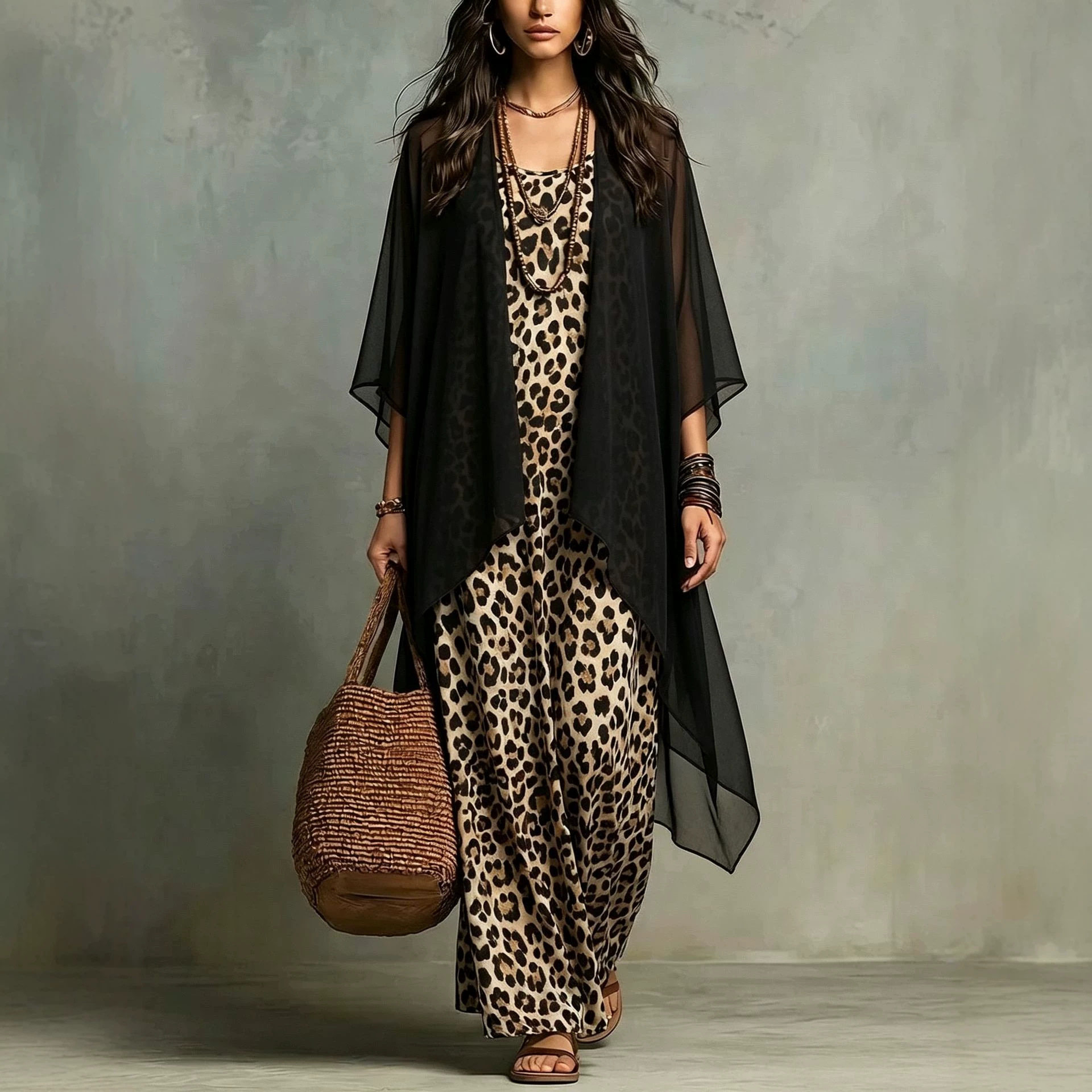 فستان شيفون بطبعة الفهد مع حما - مراجعة Summer Vacation Clothing Women وسعره