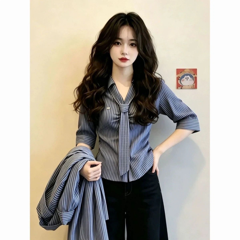 بلوزة أنيقة مخططة بأكمام قصيرة - مراجعة Summer Clothing Trends For Women وسعره