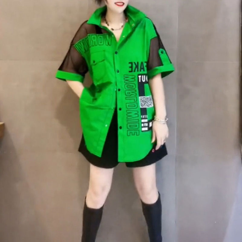 بلوزة فضفاضة مطبوعة بأحرف غير  - مراجعة Summer Gauze Clothing وسعره