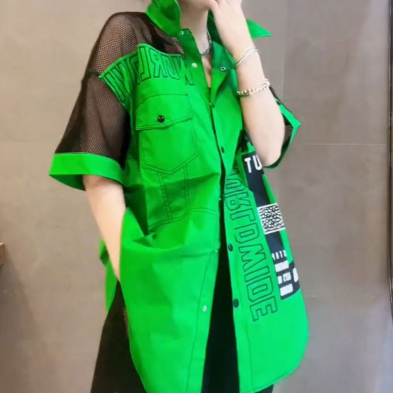 بلوزة فضفاضة مطبوعة بأحرف غير  - مراجعة Summer Gauze Clothing وسعره