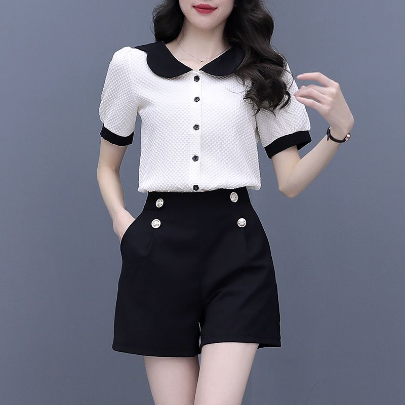 التباين اللون زر مجموعات قصيرة - مراجعة Summer Clothing Trends For Women وسعره