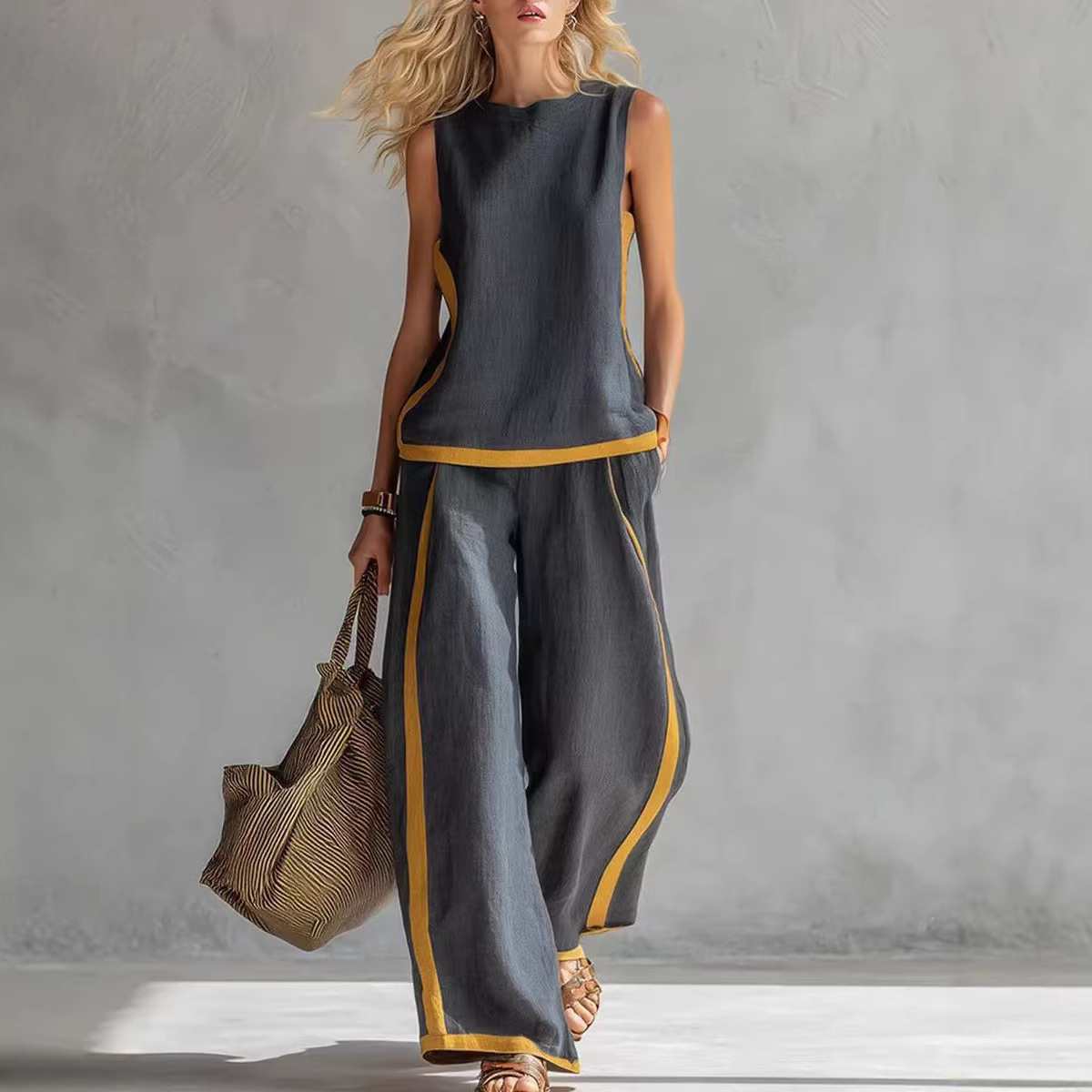 طقم نسائي من قطعتين من الكتان  - مراجعة Summer Linen Clothing For Women وسعره