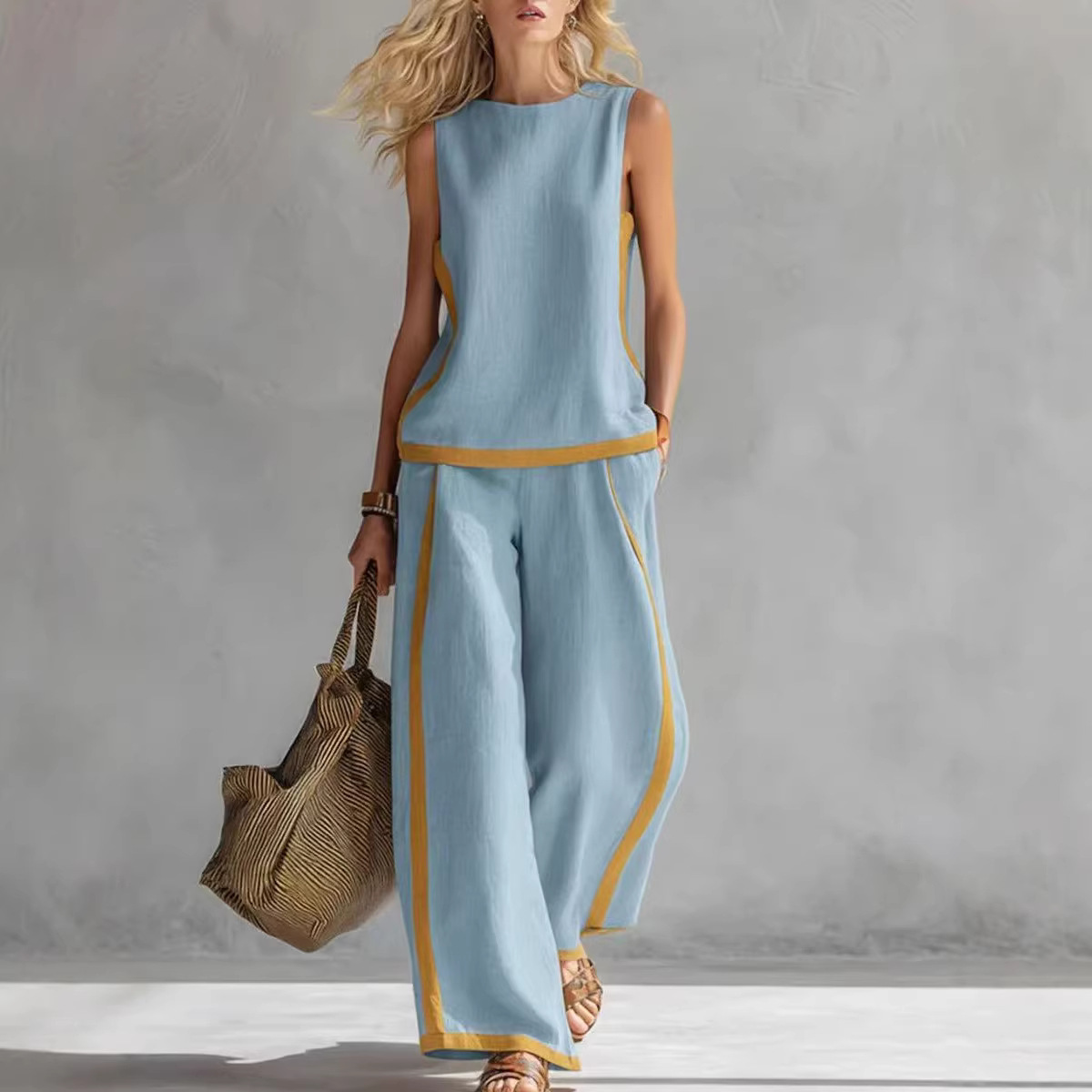 طقم نسائي من قطعتين من الكتان  - مراجعة Summer Linen Clothing For Women وسعره