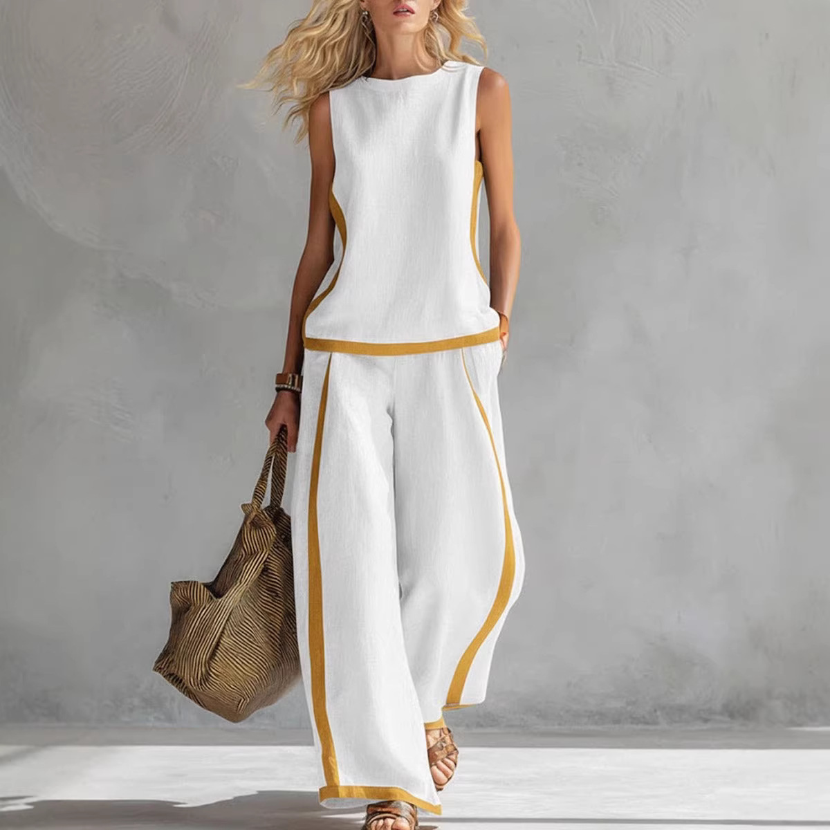 طقم نسائي من قطعتين من الكتان  - مراجعة Summer Linen Clothing For Women وسعره