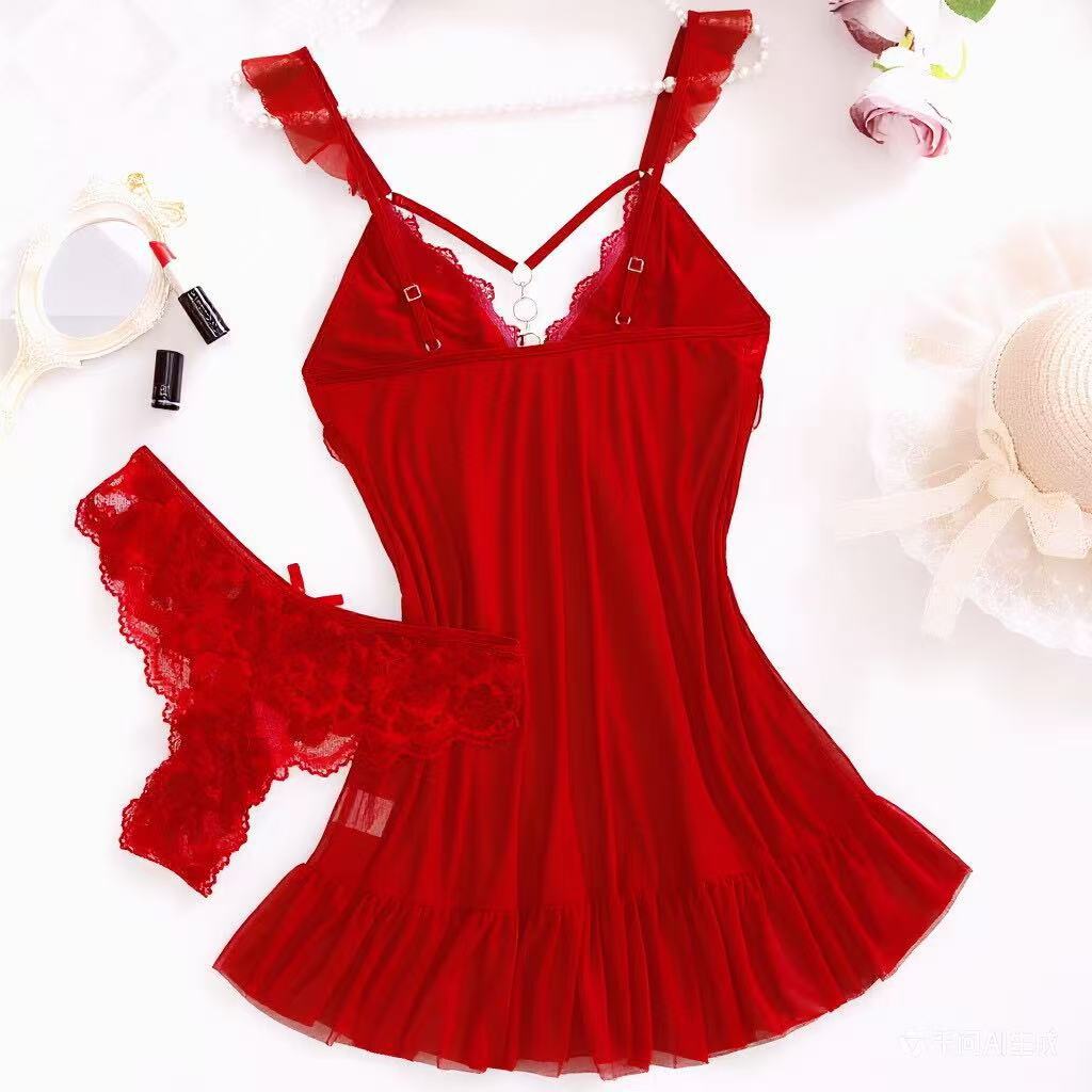 طقم لانجري نسائي أحمر مثير جدي - مراجعة Summer Nights Clothing وسعره