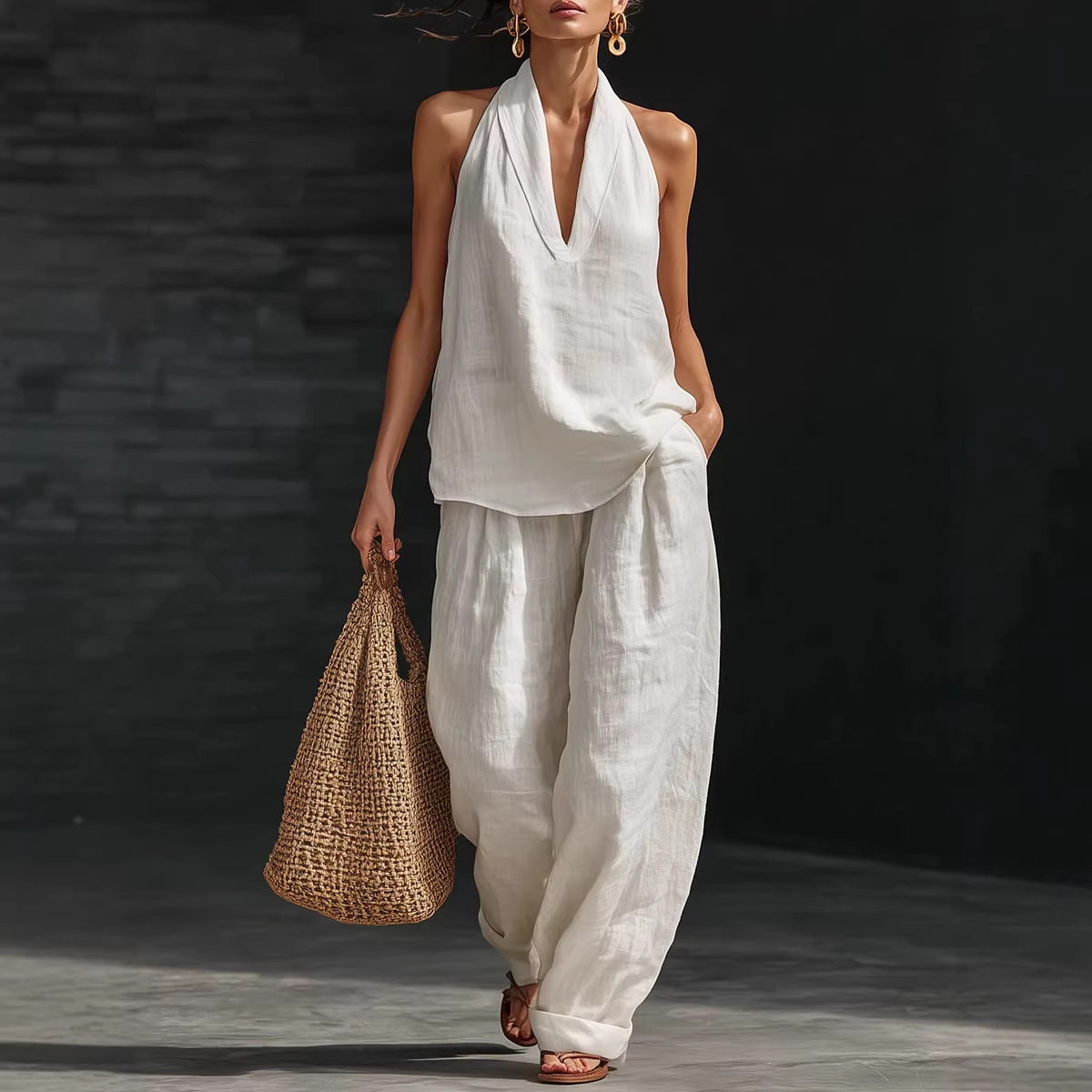 طقم صيفي من القطن والكتان بتصم - مراجعة Summer Linen Clothing For Women وسعره