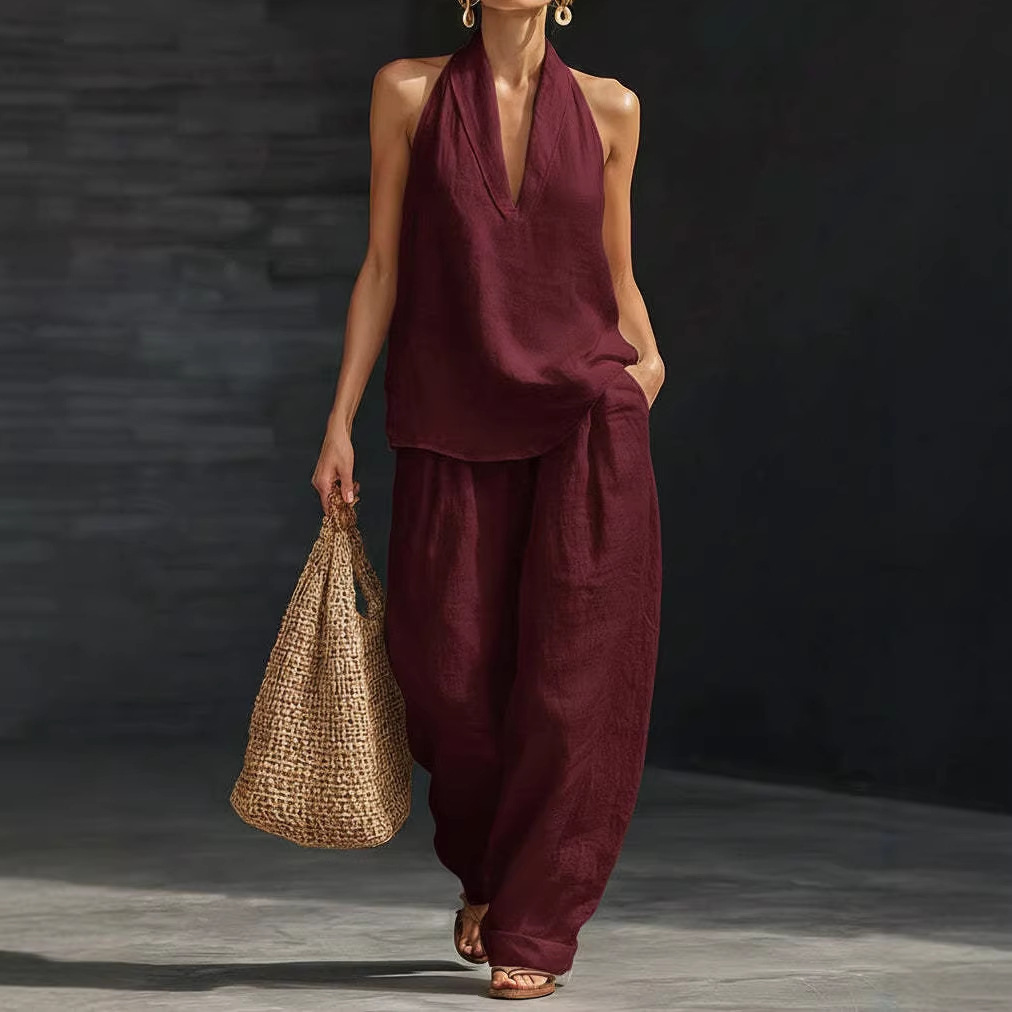 طقم صيفي من القطن والكتان بتصم - مراجعة Summer Linen Clothing For Women وسعره