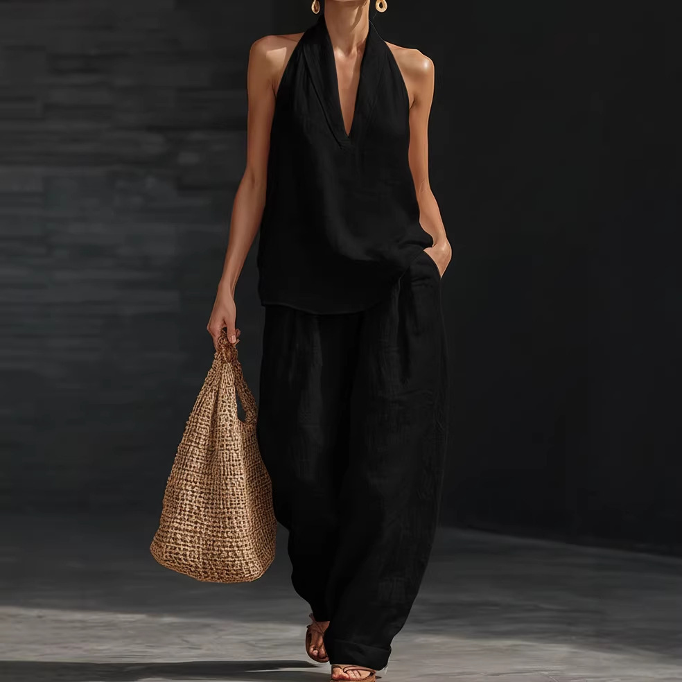 طقم صيفي من القطن والكتان بتصم - مراجعة Summer Linen Clothing For Women وسعره
