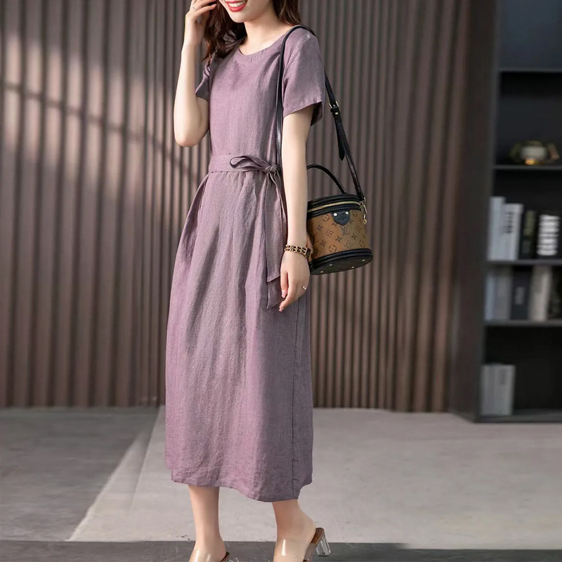 فستان نسائي صيفي أنيق بأكمام ق - مراجعة Summer Linen Clothing For Women وسعره