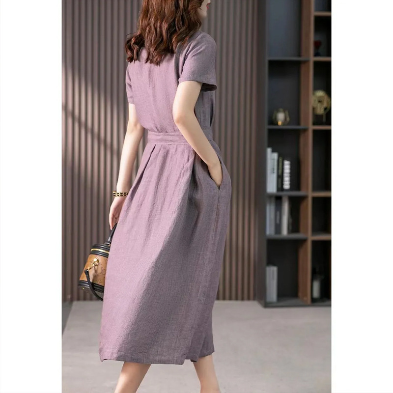 فستان نسائي صيفي أنيق بأكمام ق - مراجعة Summer Linen Clothing For Women وسعره