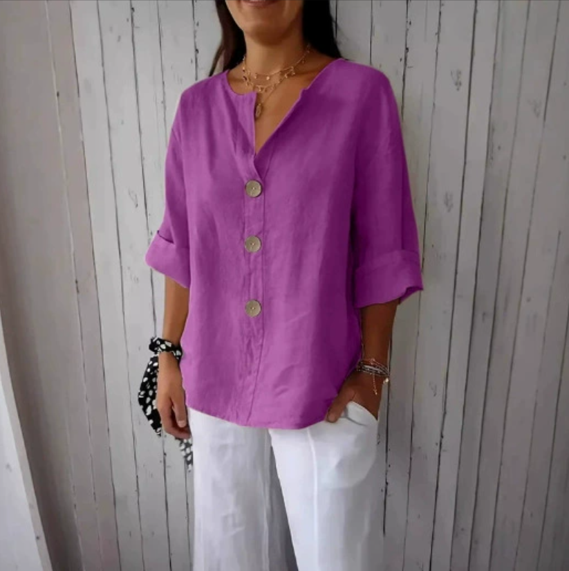 قميص فضفاض بمقاسات كبيرة للنسا - مراجعة Summer Linen Clothing For Women وسعره