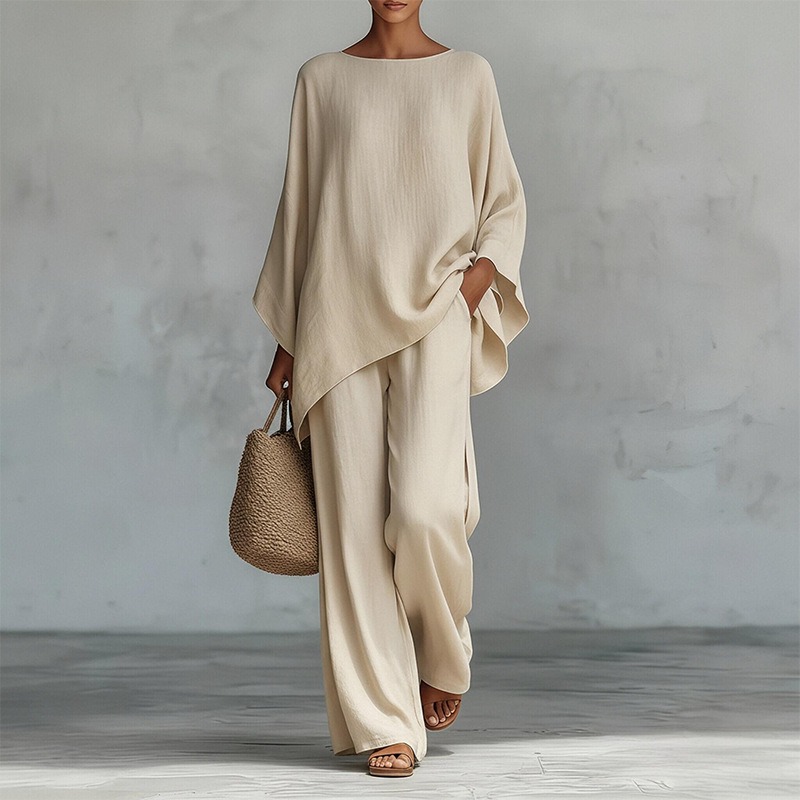 طقم نسائي جديد للربيع من قطعتي - مراجعة Summer Linen Clothing For Women وسعره