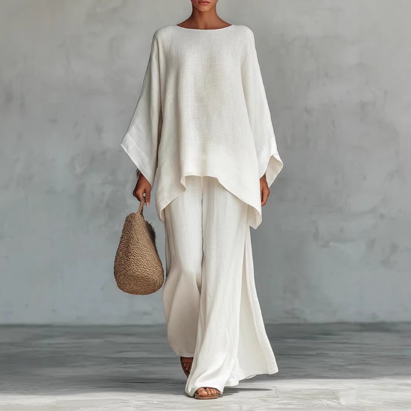طقم نسائي جديد للربيع من قطعتي - مراجعة Summer Linen Clothing For Women وسعره